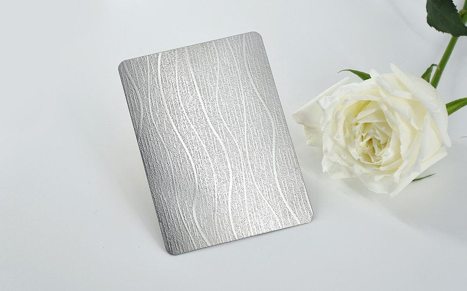 Embossed finish stainless steel sheet wicker pattern