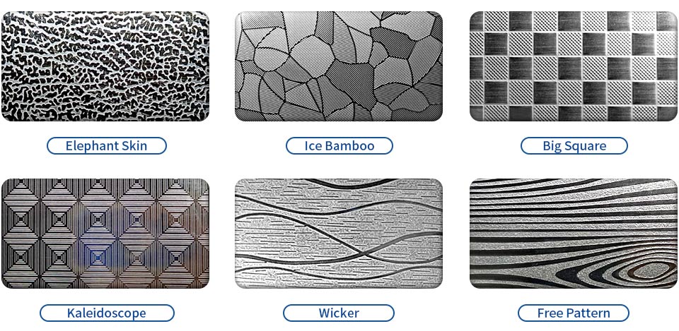 stainless steel embossed pattern finishes