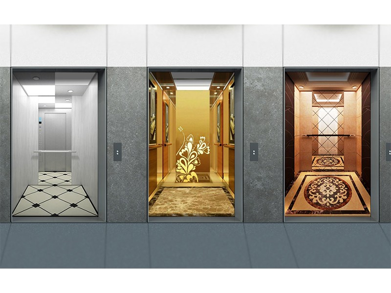 مرآة مقصورة المصعد المصنوعة من الفولاذ المقاوم للصدأ المحفور باللون الذهبي