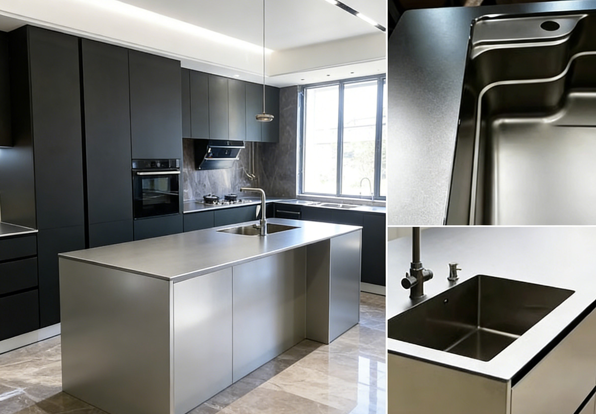 Stainless steel countertop panel