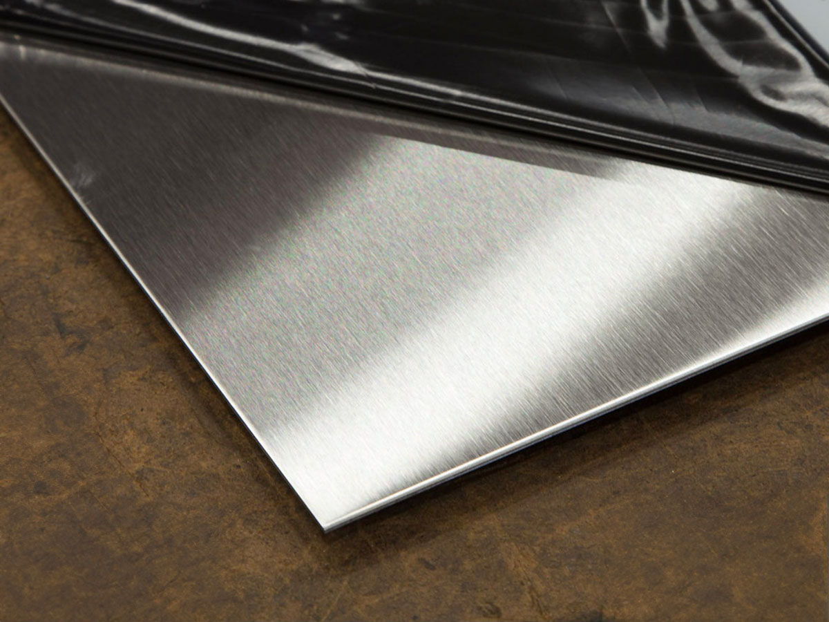 Close-up of No.4 brushed stainless steel finish