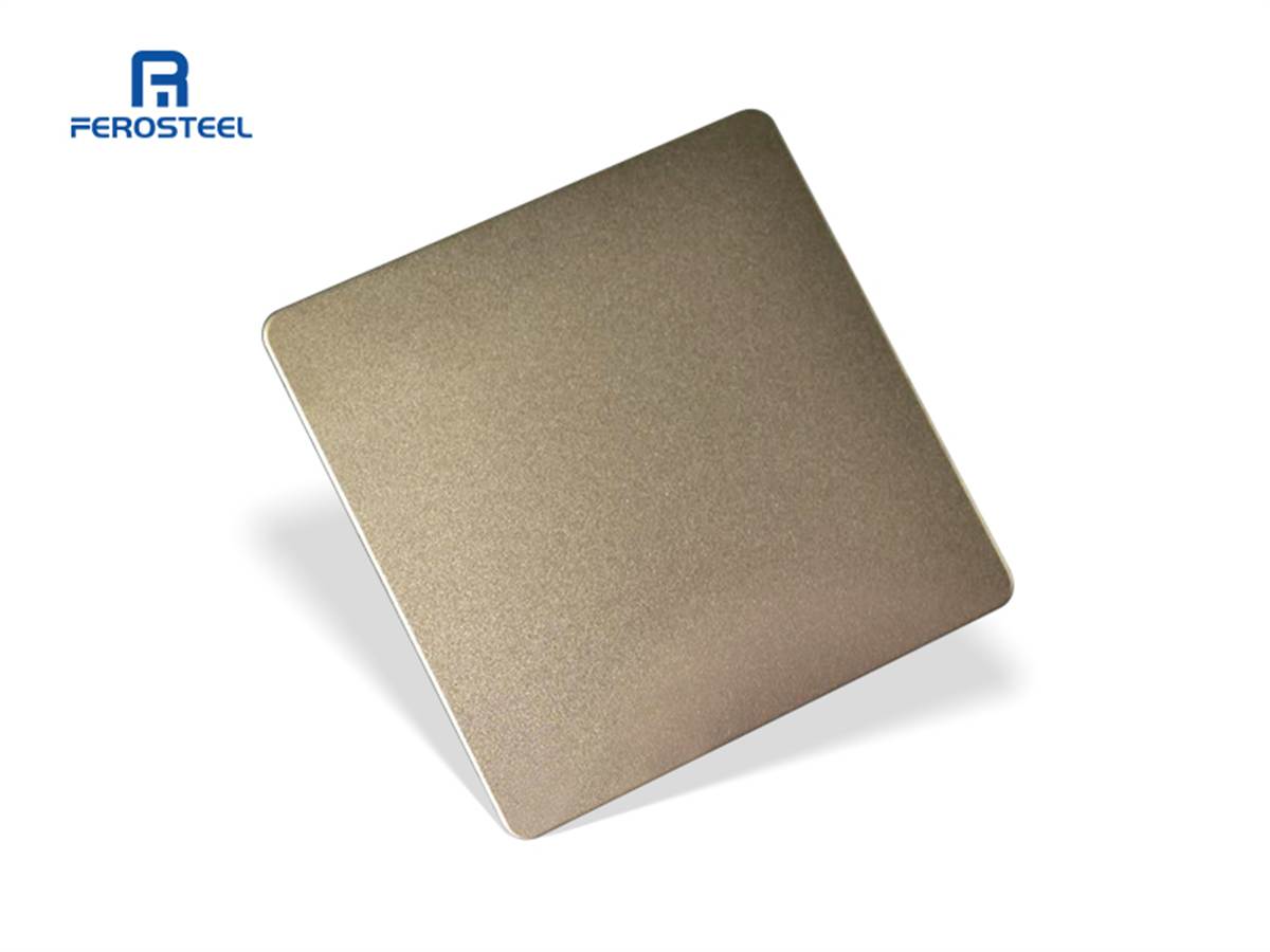 Ferosteel bead-blasted stainless steel sheet in champagne gold